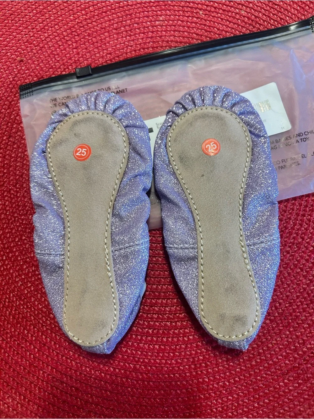 Kids Glitter Ballet Slip-On Slippers in Lavender - Unbranded